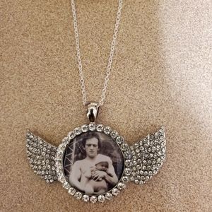 Custom memorial angel wings necklace with picture photo of your loved ones gift